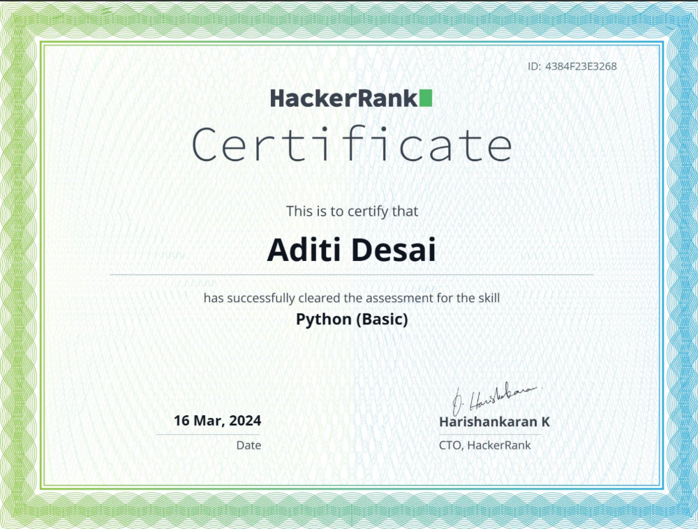 Python HackerRank Certificate